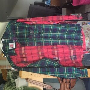 Vintage 100% SILK Color-block plaid shirt